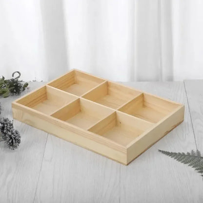 Boîte organiseur en bois — 6 compartiments, bureau & matériel créatif