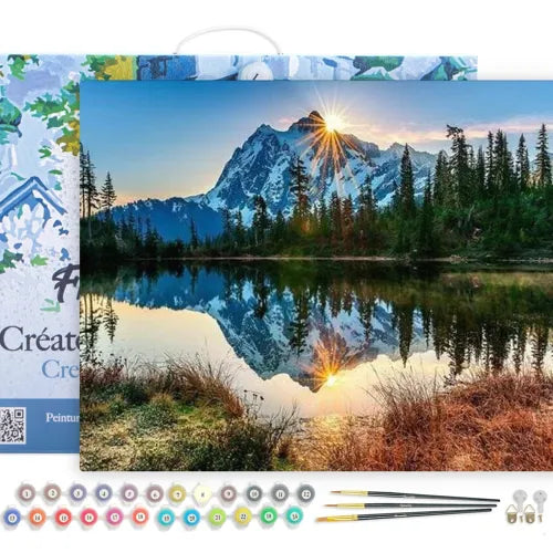 Peinture par Numéros Lac & Reflet de Montagne — Toile 40×50 cm sur châssis