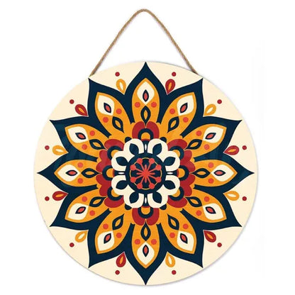 Peinture par Numéros sur Disque Bois — Mandala Ensoleillé Ø30 cm