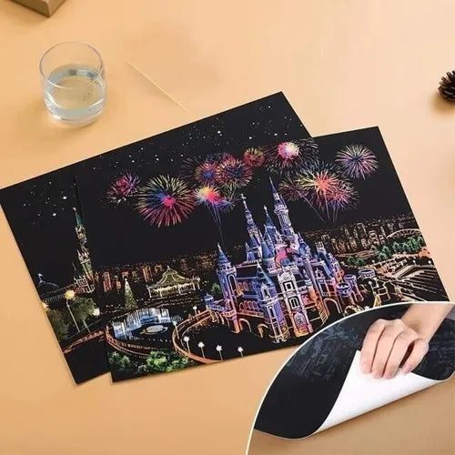Peinture à Gratter Parc à Thème — Kit Créatif A3 avec stylet