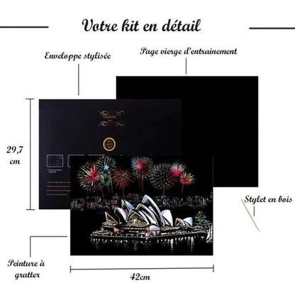 Peinture à Gratter Parc à Thème — Kit Créatif A3 avec stylet