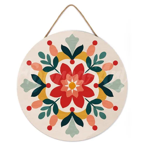 Peinture par Numéros sur Disque Bois — Mandala Hivernal Ø30 cm