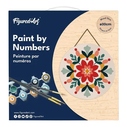 Peinture par Numéros sur Disque Bois — Mandala Hivernal Ø30 cm